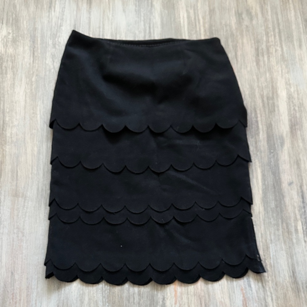 Maeve Black Scalloped Pencil Skirt